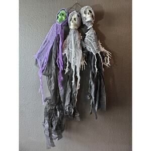 3 Halloween Hanging Witch Ghoul Skeleton Prop Decor Outside Inside